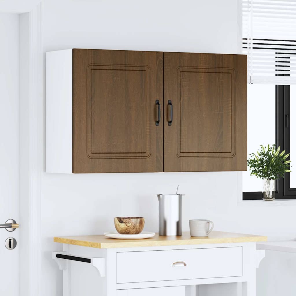Keukenwandkasten 2 st Kalmar bewerkt hout bruin eikenkleurig is nu te koop bij PeponiXL, paradijselijk wonen!