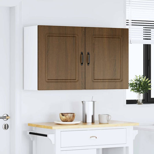 Keukenwandkasten 2 st Kalmar bewerkt hout bruin eikenkleurig is nu te koop bij PeponiXL, paradijselijk wonen!