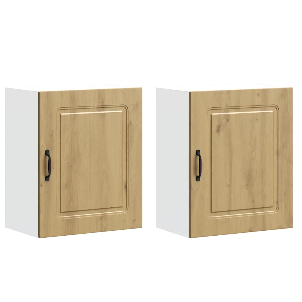 Keukenwandkasten 2 st Kalmar bewerkt hout artisanaal eiken is nu te koop bij PeponiXL, paradijselijk wonen!