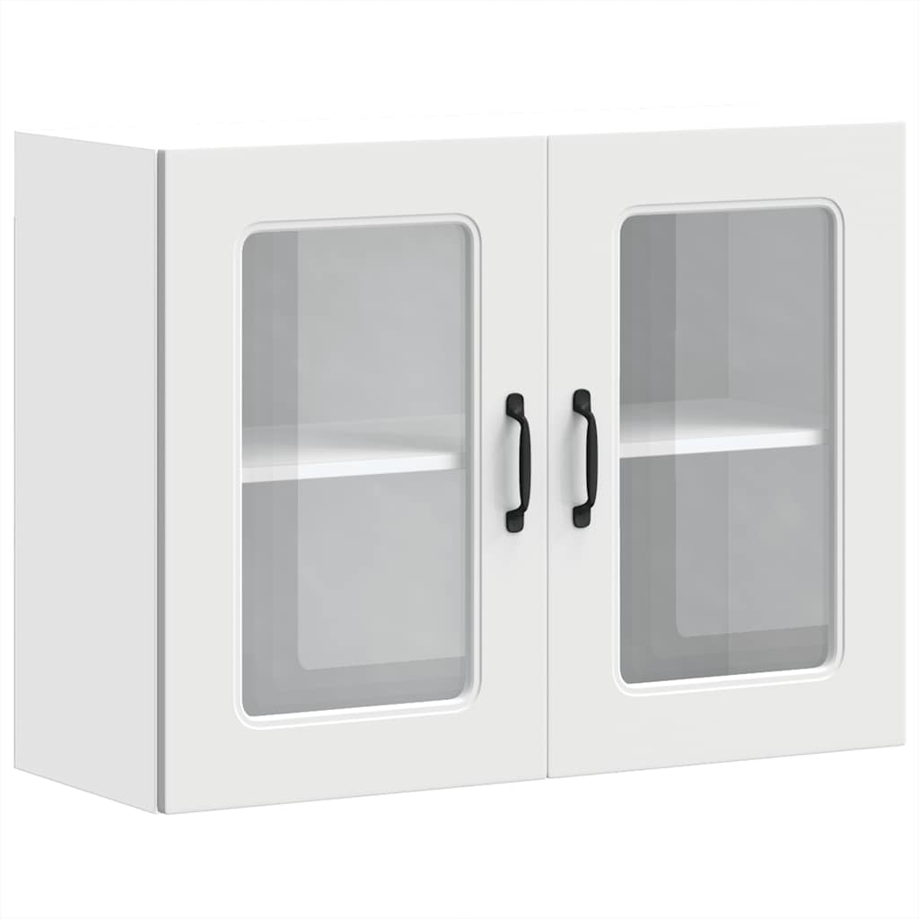 Keukenbovenkast met glazen deur Kalmar bewerkt hout wit is nu te koop bij PeponiXL, paradijselijk wonen!
