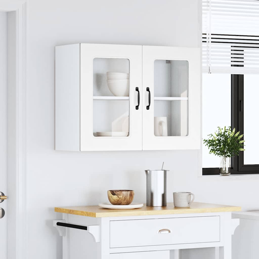 Keukenbovenkast met glazen deur Kalmar bewerkt hout wit is nu te koop bij PeponiXL, paradijselijk wonen!
