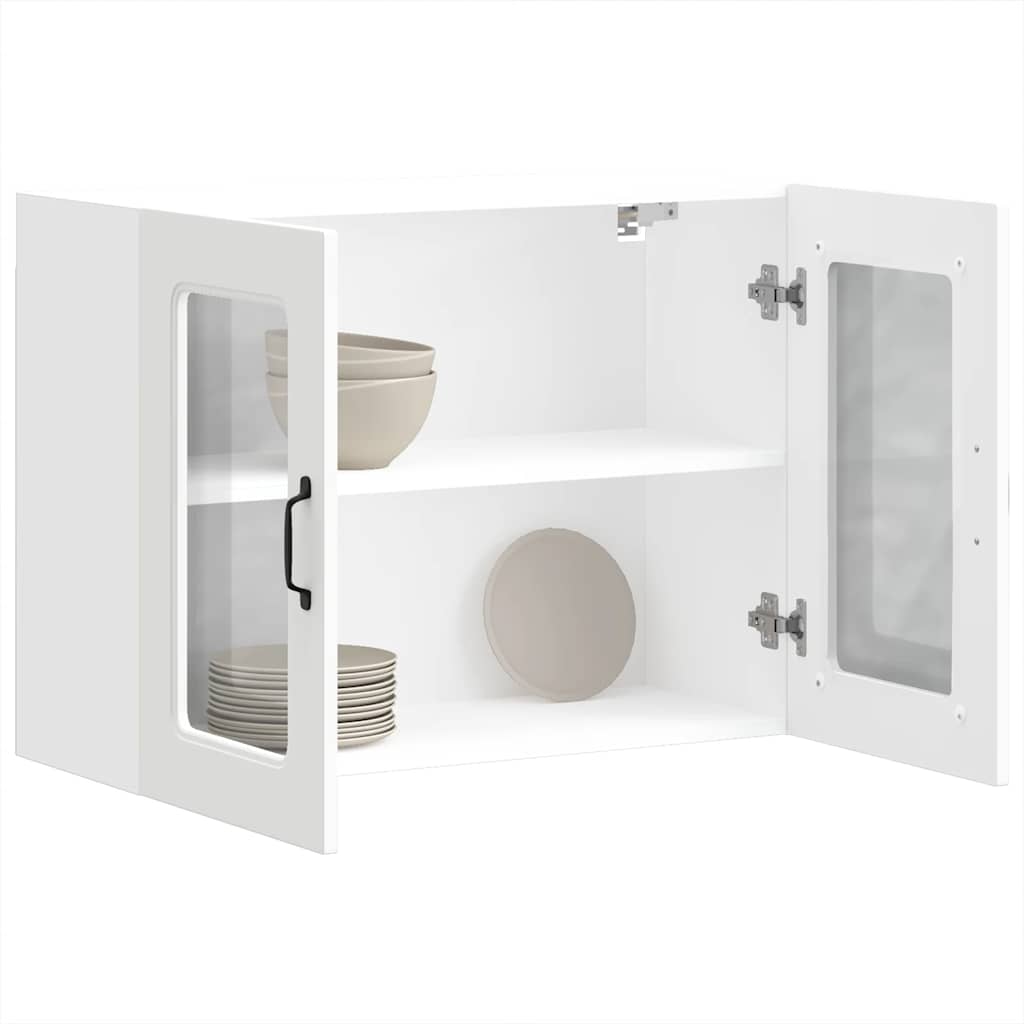 Keukenbovenkast met glazen deur Kalmar bewerkt hout wit is nu te koop bij PeponiXL, paradijselijk wonen!