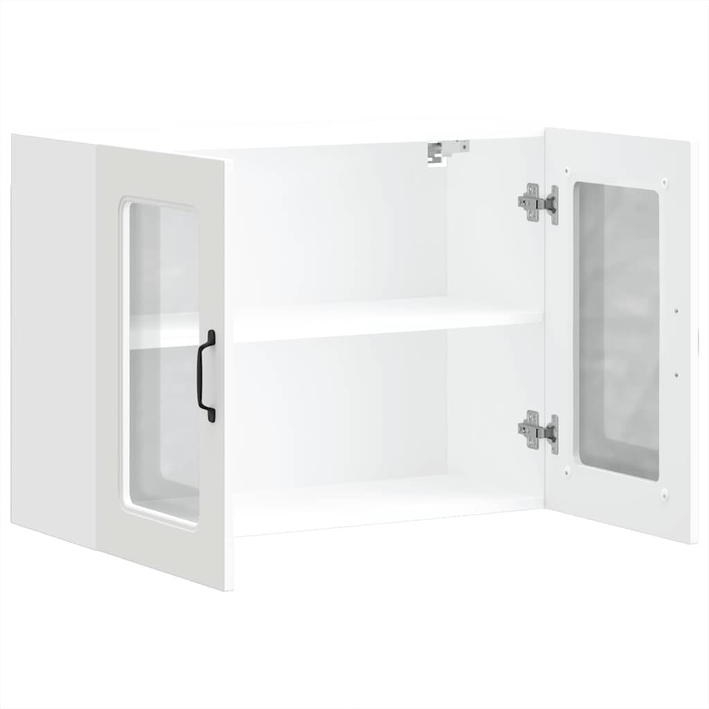 Keukenbovenkast met glazen deur Kalmar bewerkt hout wit is nu te koop bij PeponiXL, paradijselijk wonen!