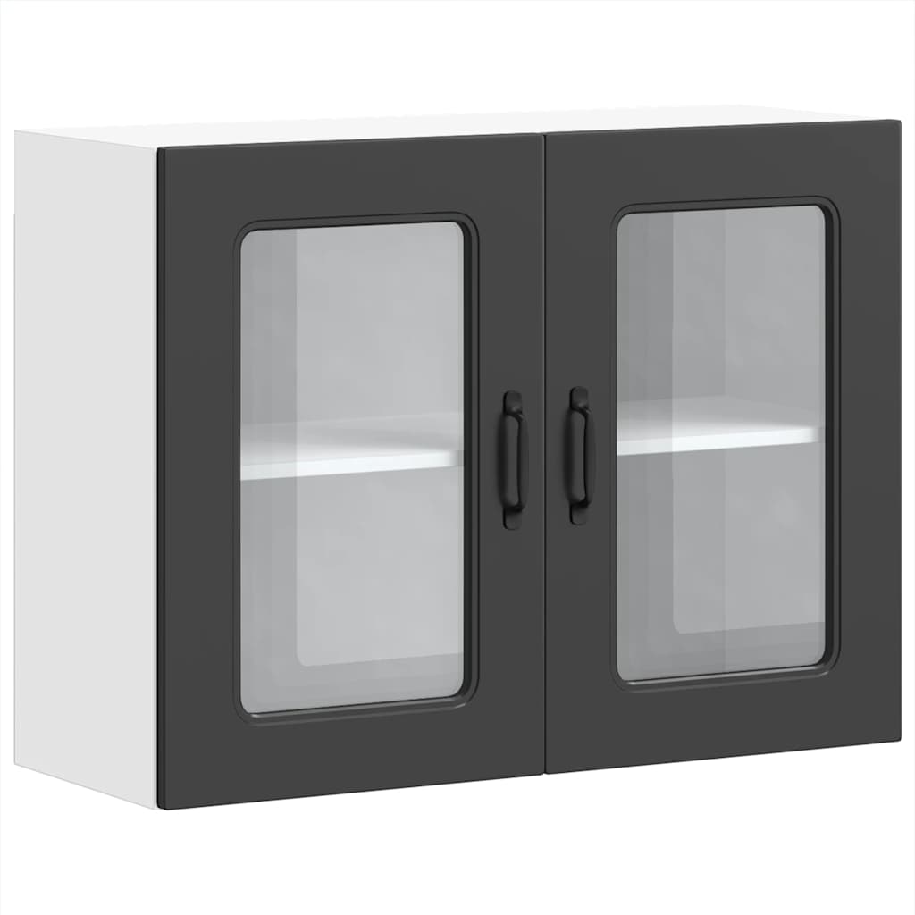 Keukenbovenkast met glazen deur Kalmar bewerkt hout zwart is nu te koop bij PeponiXL, paradijselijk wonen!