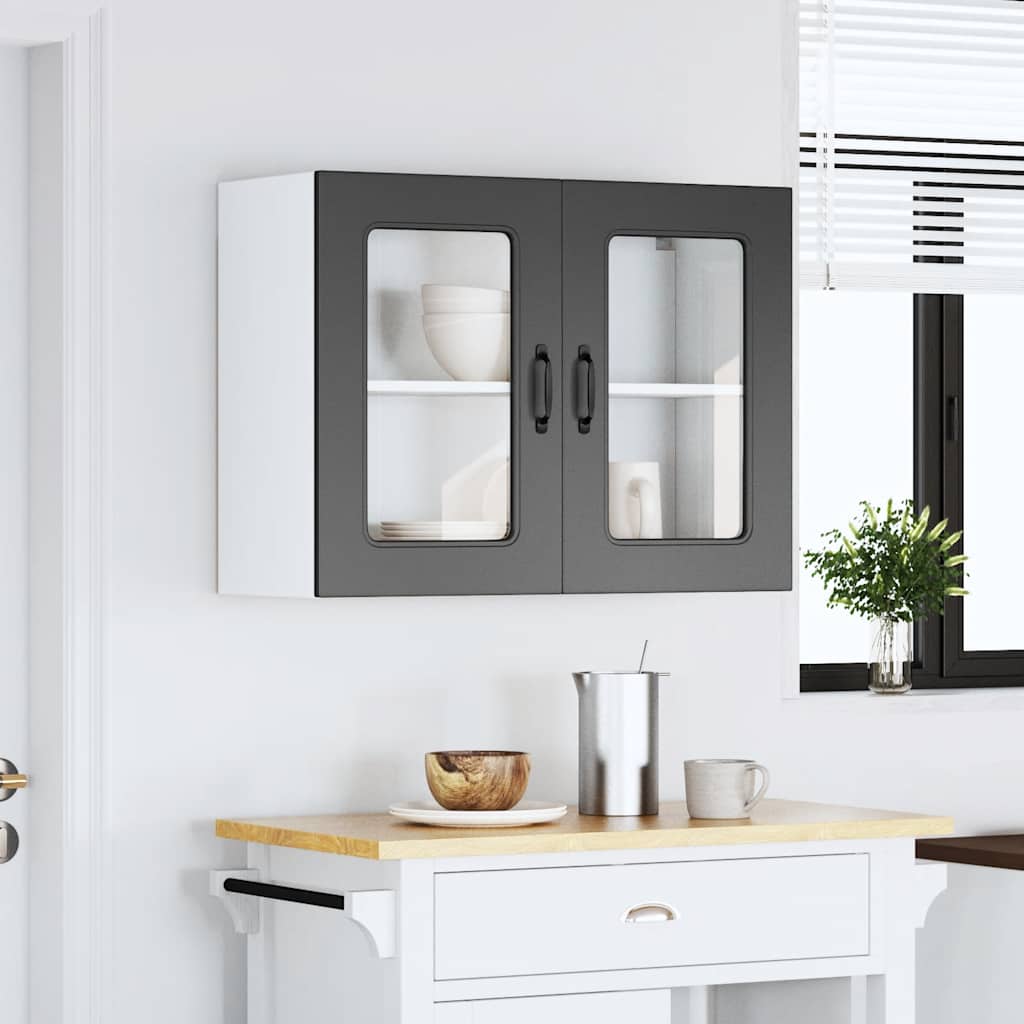 Keukenbovenkast met glazen deur Kalmar bewerkt hout zwart is nu te koop bij PeponiXL, paradijselijk wonen!