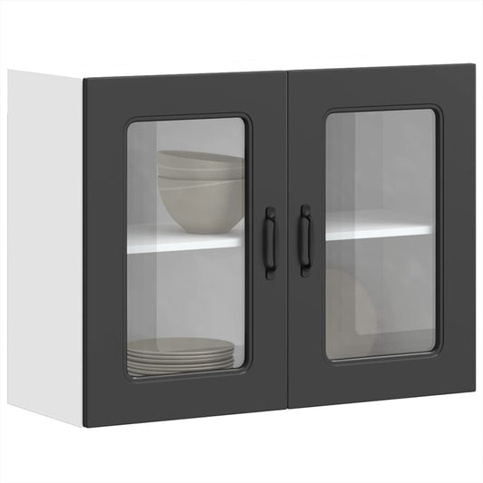 Keukenbovenkast met glazen deur Kalmar bewerkt hout zwart is nu te koop bij PeponiXL, paradijselijk wonen!