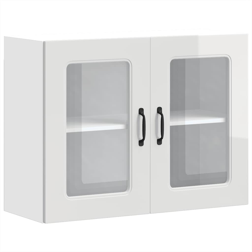 Keukenbovenkast met glazen deur Kalmar bewerkt hout hoogglanswit is nu te koop bij PeponiXL, paradijselijk wonen!