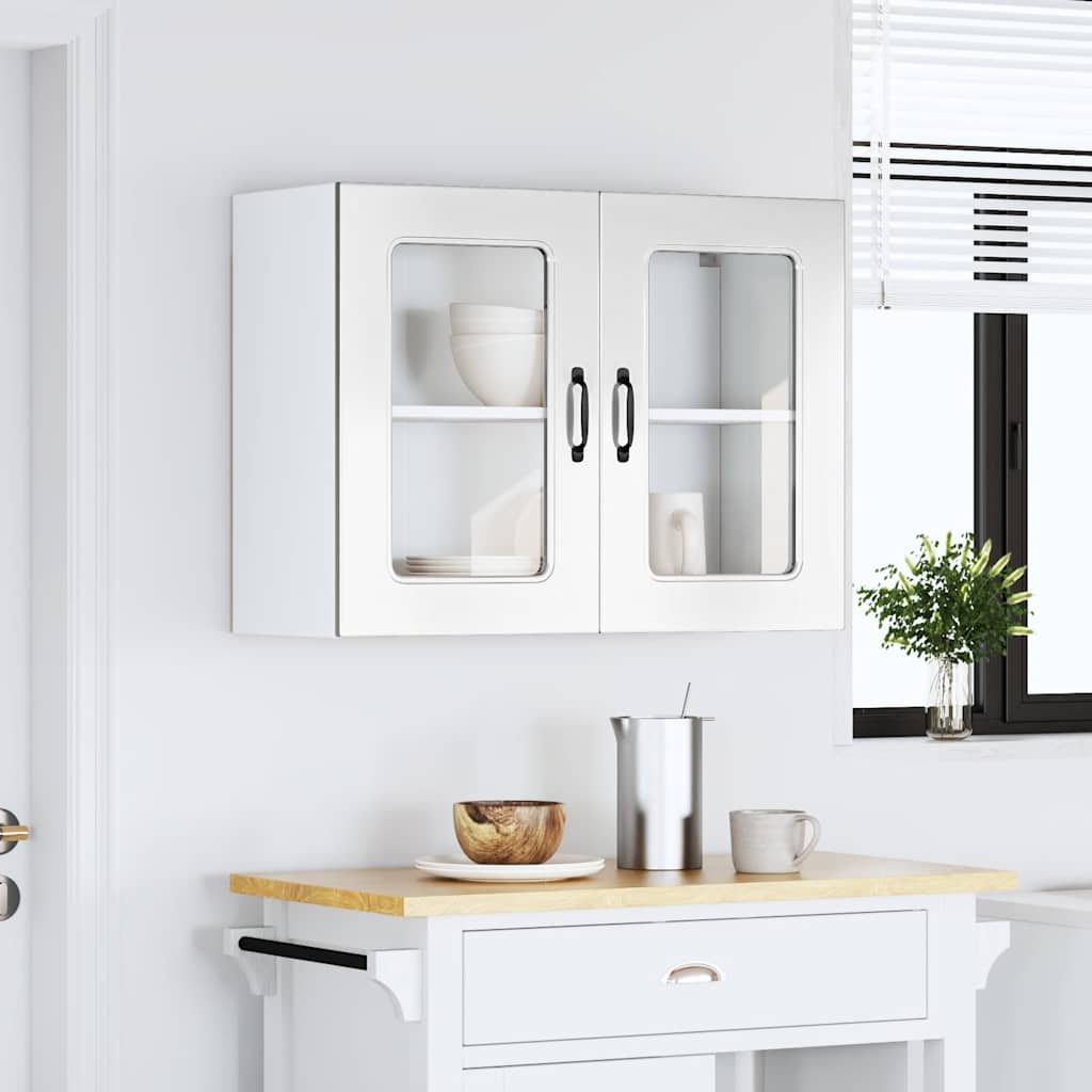 Keukenbovenkast met glazen deur Kalmar bewerkt hout hoogglanswit is nu te koop bij PeponiXL, paradijselijk wonen!