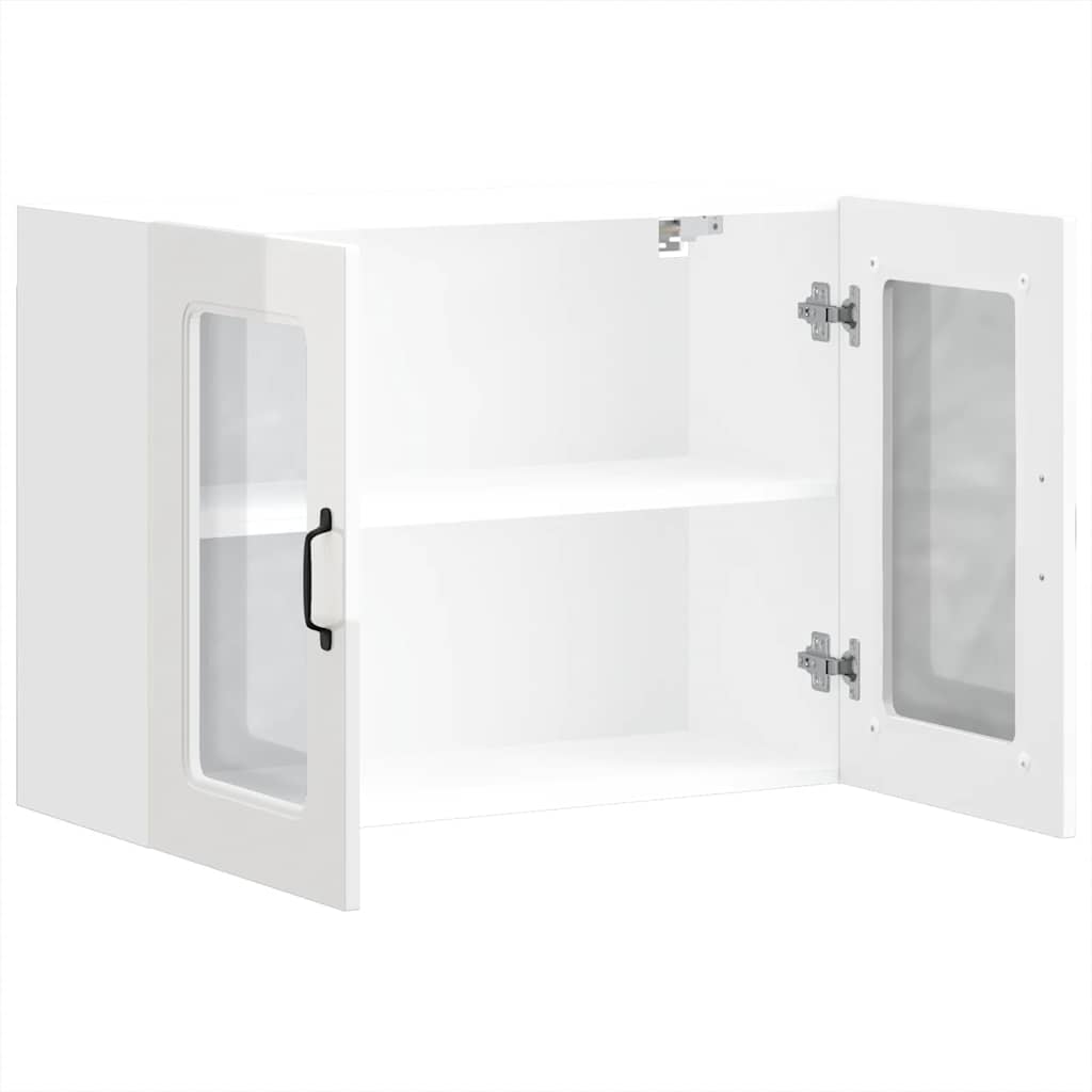 Keukenbovenkast met glazen deur Kalmar bewerkt hout hoogglanswit is nu te koop bij PeponiXL, paradijselijk wonen!