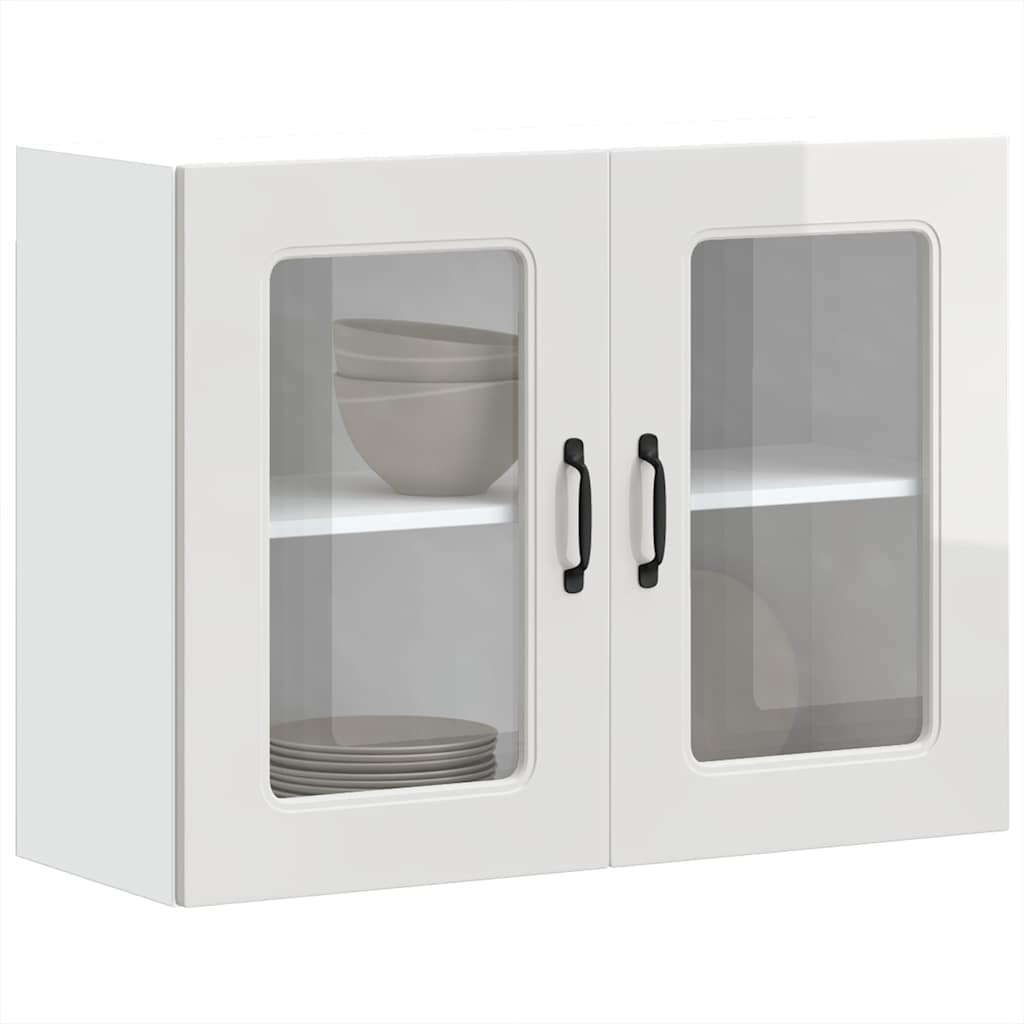 Keukenbovenkast met glazen deur Kalmar bewerkt hout hoogglanswit is nu te koop bij PeponiXL, paradijselijk wonen!