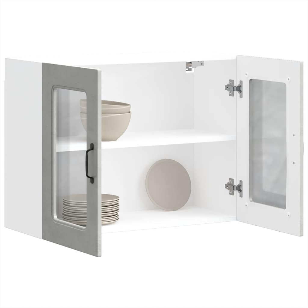 Keukenbovenkast met glazen deur Kalmar bewerkt hout betongrijs is nu te koop bij PeponiXL, paradijselijk wonen!