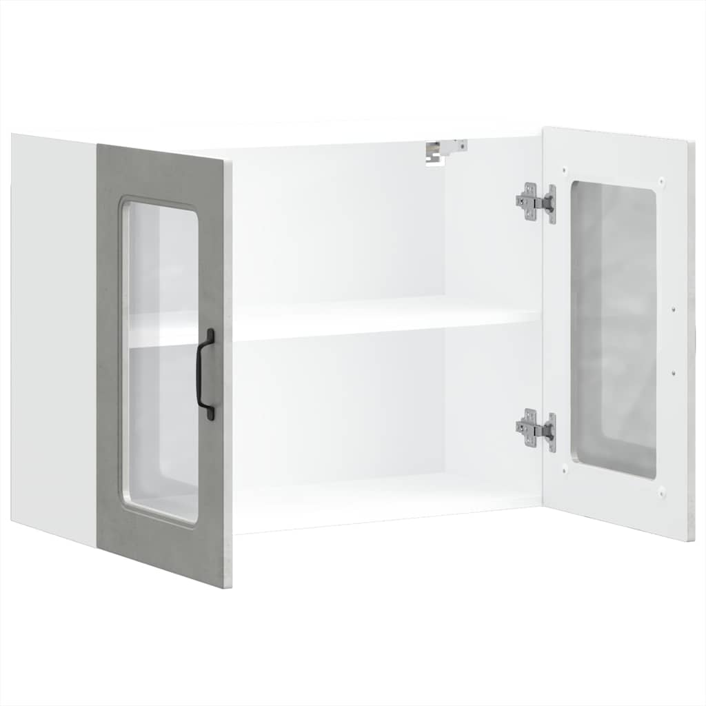 Keukenbovenkast met glazen deur Kalmar bewerkt hout betongrijs is nu te koop bij PeponiXL, paradijselijk wonen!