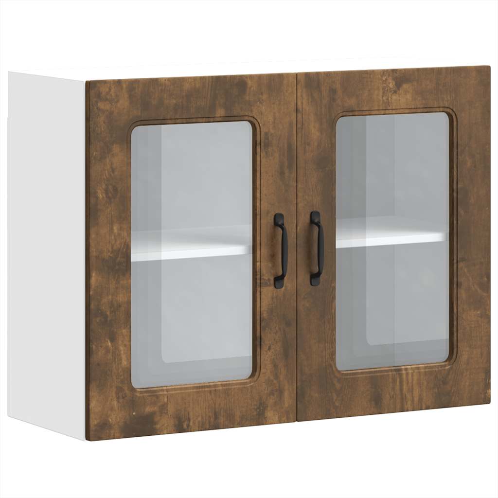 Keukenbovenkast met glazen deur Kalmar bewerkt hout gerookt eikenkleur is nu te koop bij PeponiXL, paradijselijk wonen!
