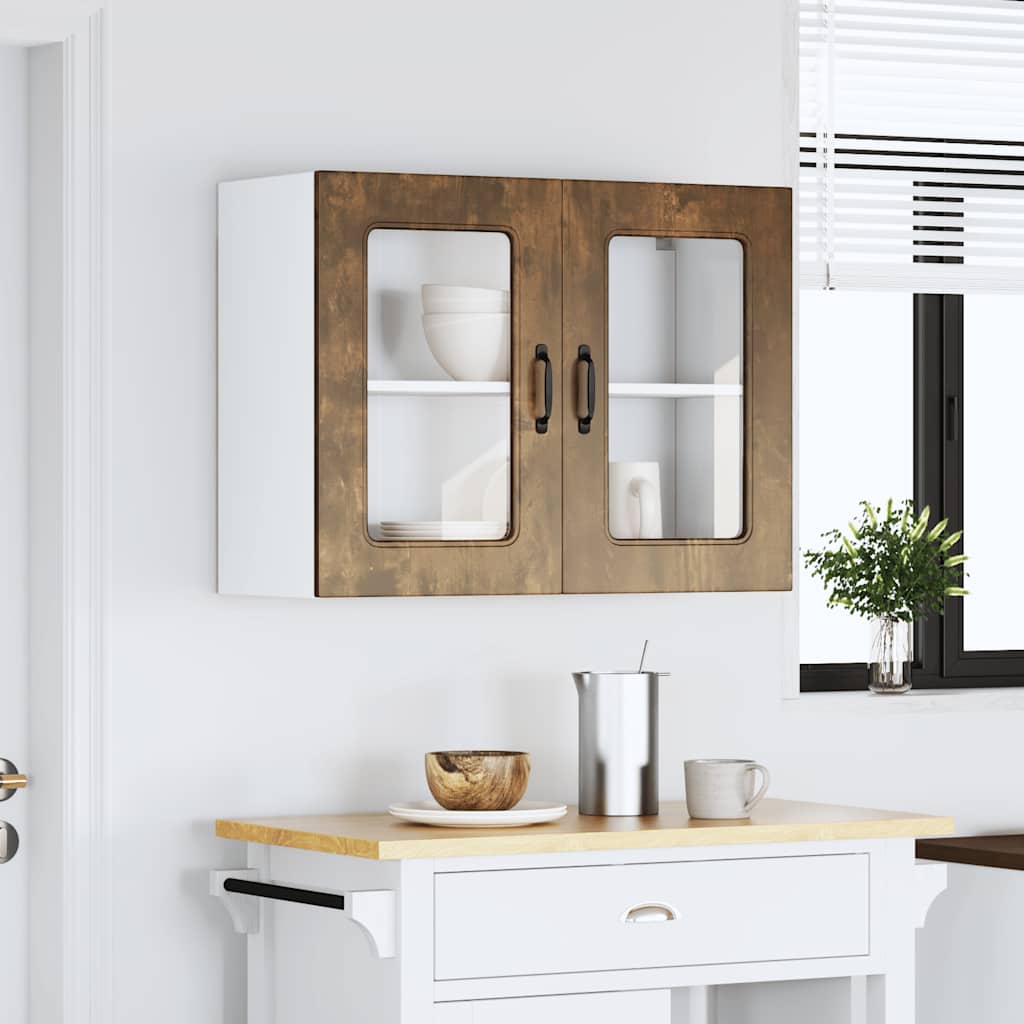 Keukenbovenkast met glazen deur Kalmar bewerkt hout gerookt eikenkleur is nu te koop bij PeponiXL, paradijselijk wonen!