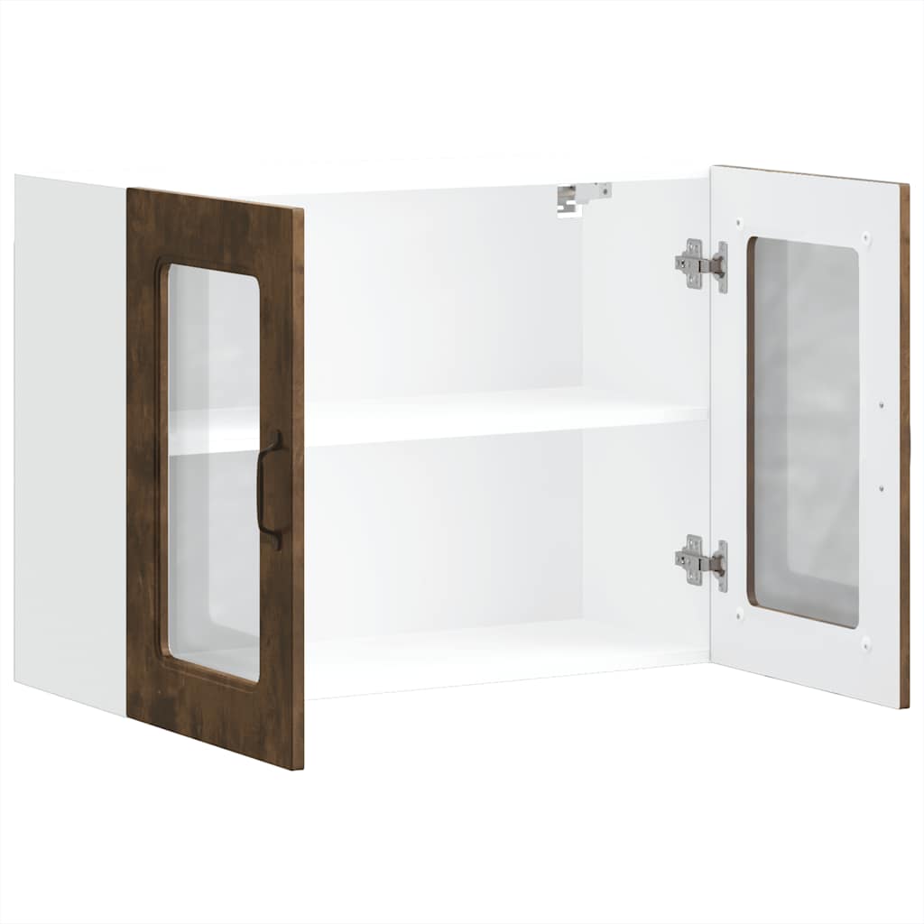 Keukenbovenkast met glazen deur Kalmar bewerkt hout gerookt eikenkleur is nu te koop bij PeponiXL, paradijselijk wonen!