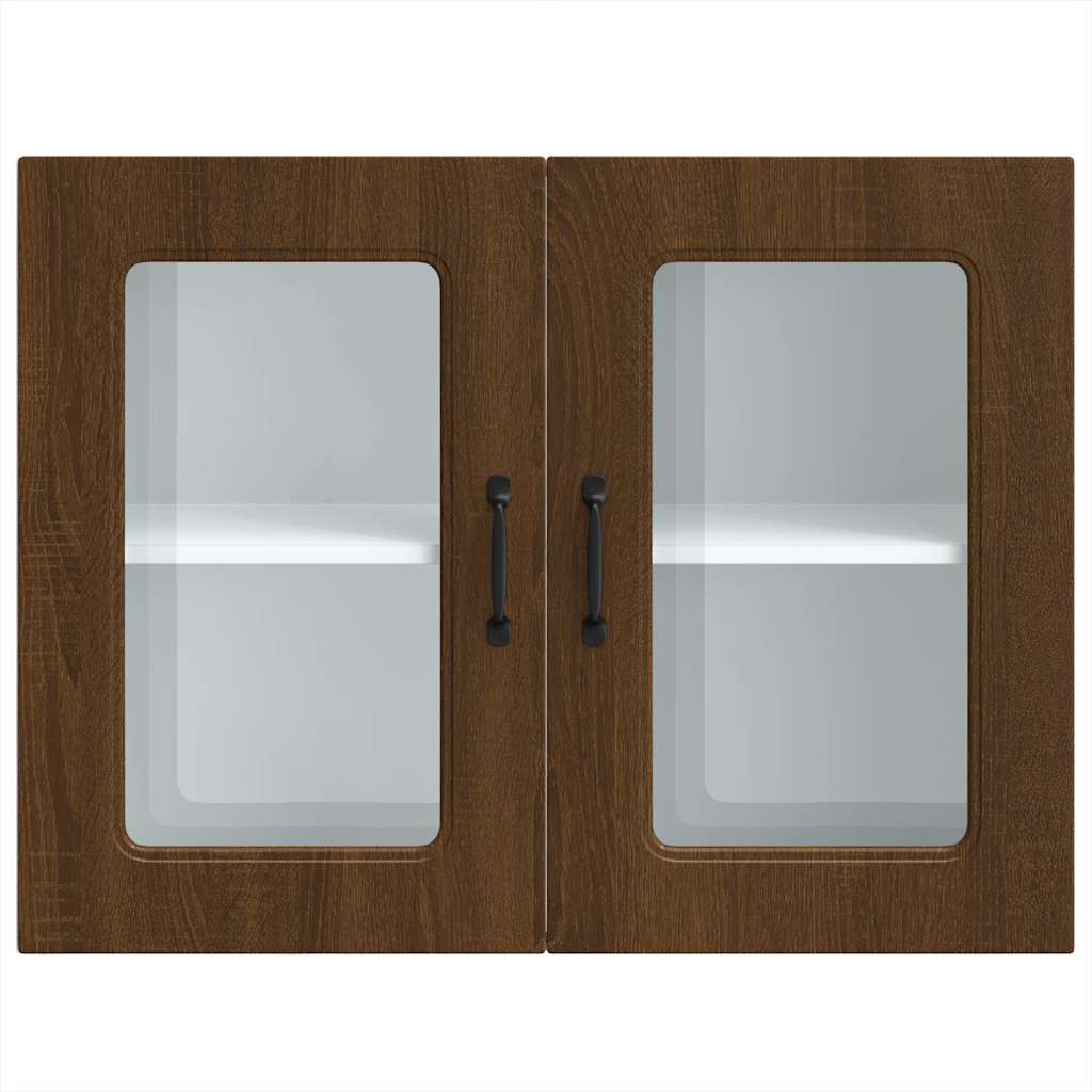 Keukenbovenkast met glazen deur bewerkt hout bruin eikenkleur is nu te koop bij PeponiXL, paradijselijk wonen!