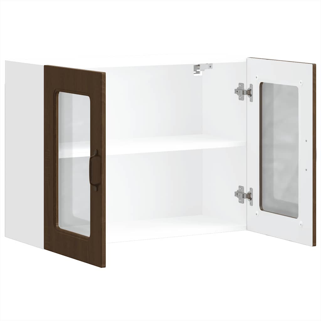 Keukenbovenkast met glazen deur bewerkt hout bruin eikenkleur is nu te koop bij PeponiXL, paradijselijk wonen!