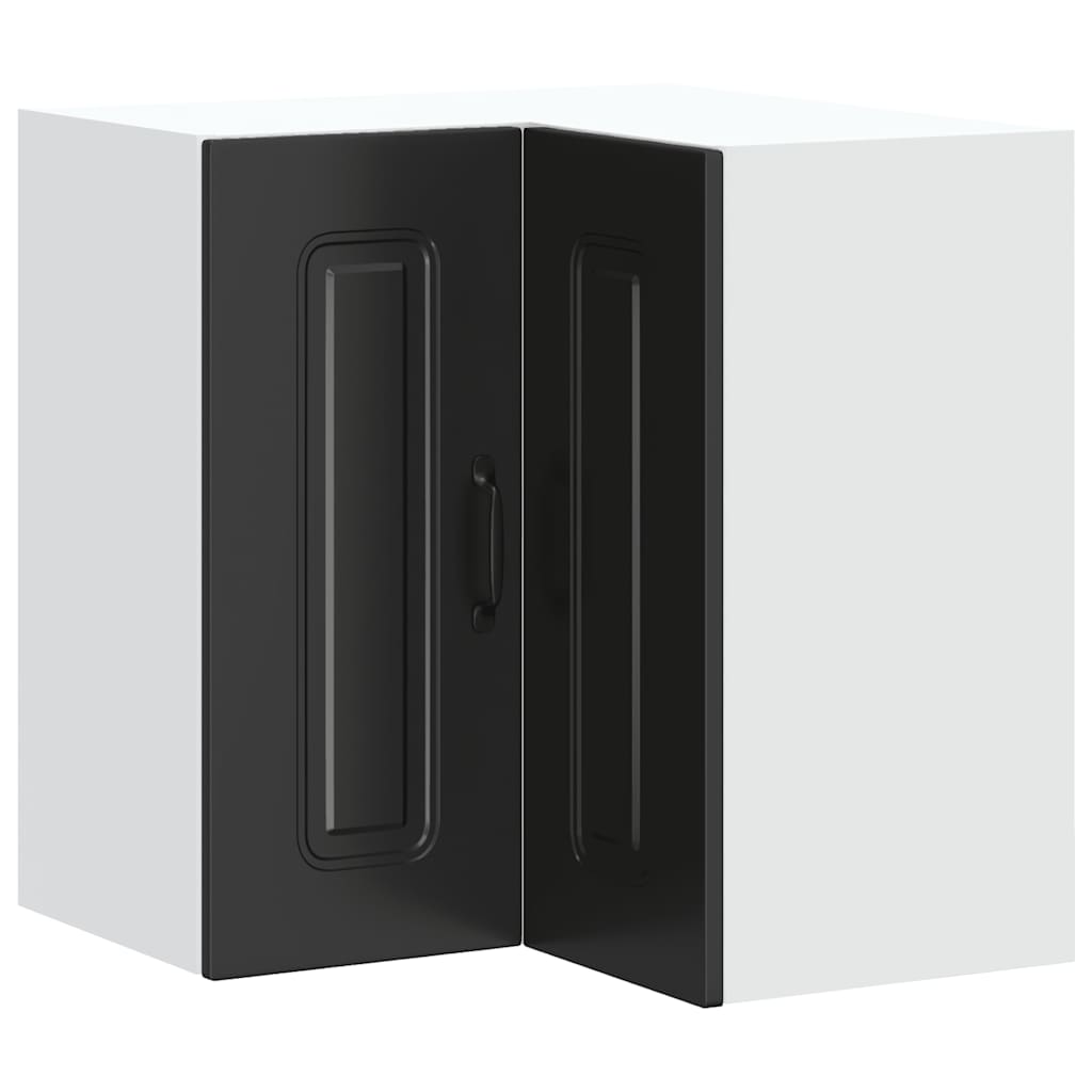 Keukenwandhoekkast Kalmar bewerkt hout zwart is nu te koop bij PeponiXL, paradijselijk wonen!