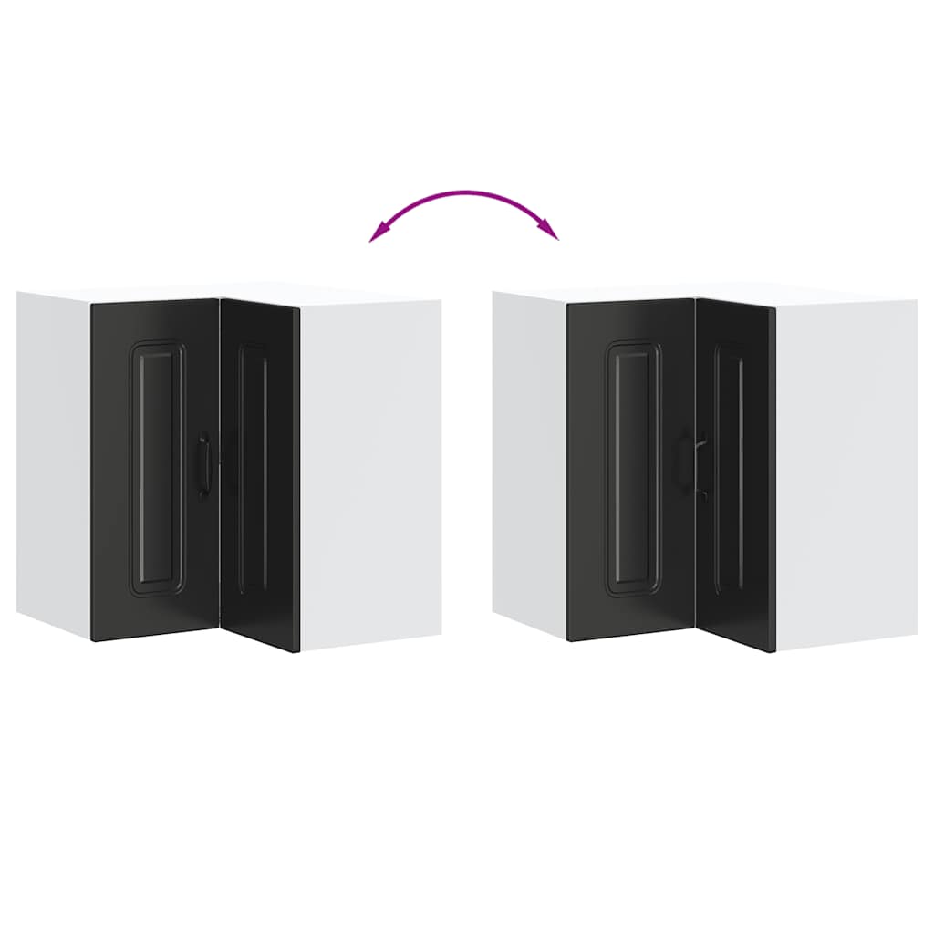 Keukenwandhoekkast Kalmar bewerkt hout zwart is nu te koop bij PeponiXL, paradijselijk wonen!
