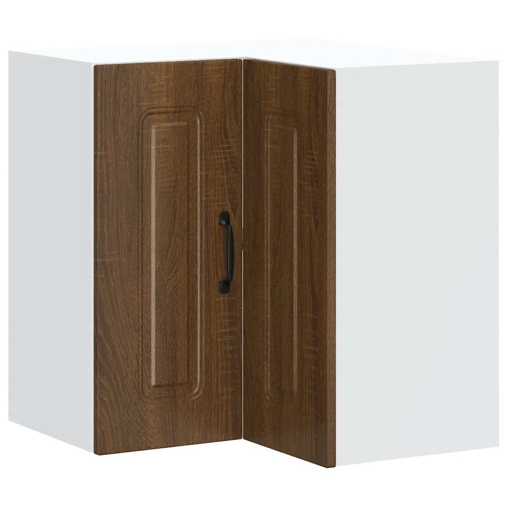 Keukenwandhoekkast Kalmar bewerkt hout bruin eikenkleur is nu te koop bij PeponiXL, paradijselijk wonen!