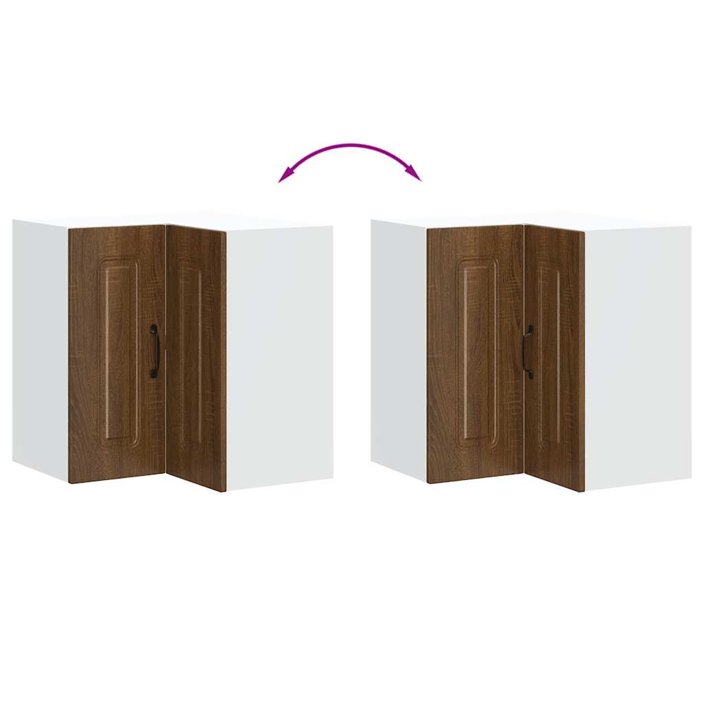 Keukenwandhoekkast Kalmar bewerkt hout bruin eikenkleur is nu te koop bij PeponiXL, paradijselijk wonen!