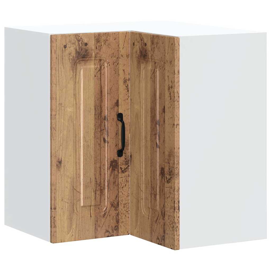 Keukenwandhoekkast Kalmar bewerkt hout oud houtkleurig is nu te koop bij PeponiXL, paradijselijk wonen!