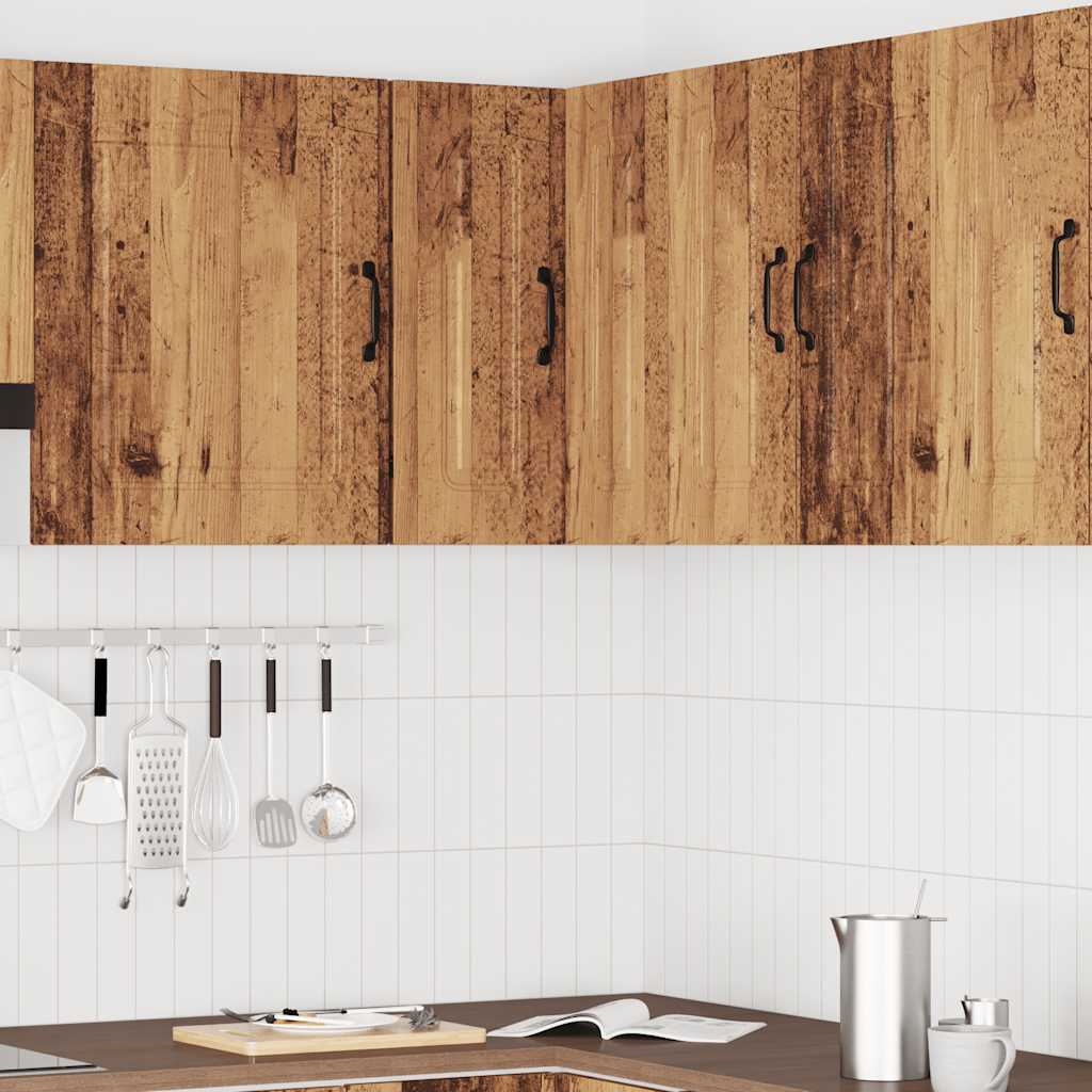 Keukenwandhoekkast Kalmar bewerkt hout oud houtkleurig is nu te koop bij PeponiXL, paradijselijk wonen!