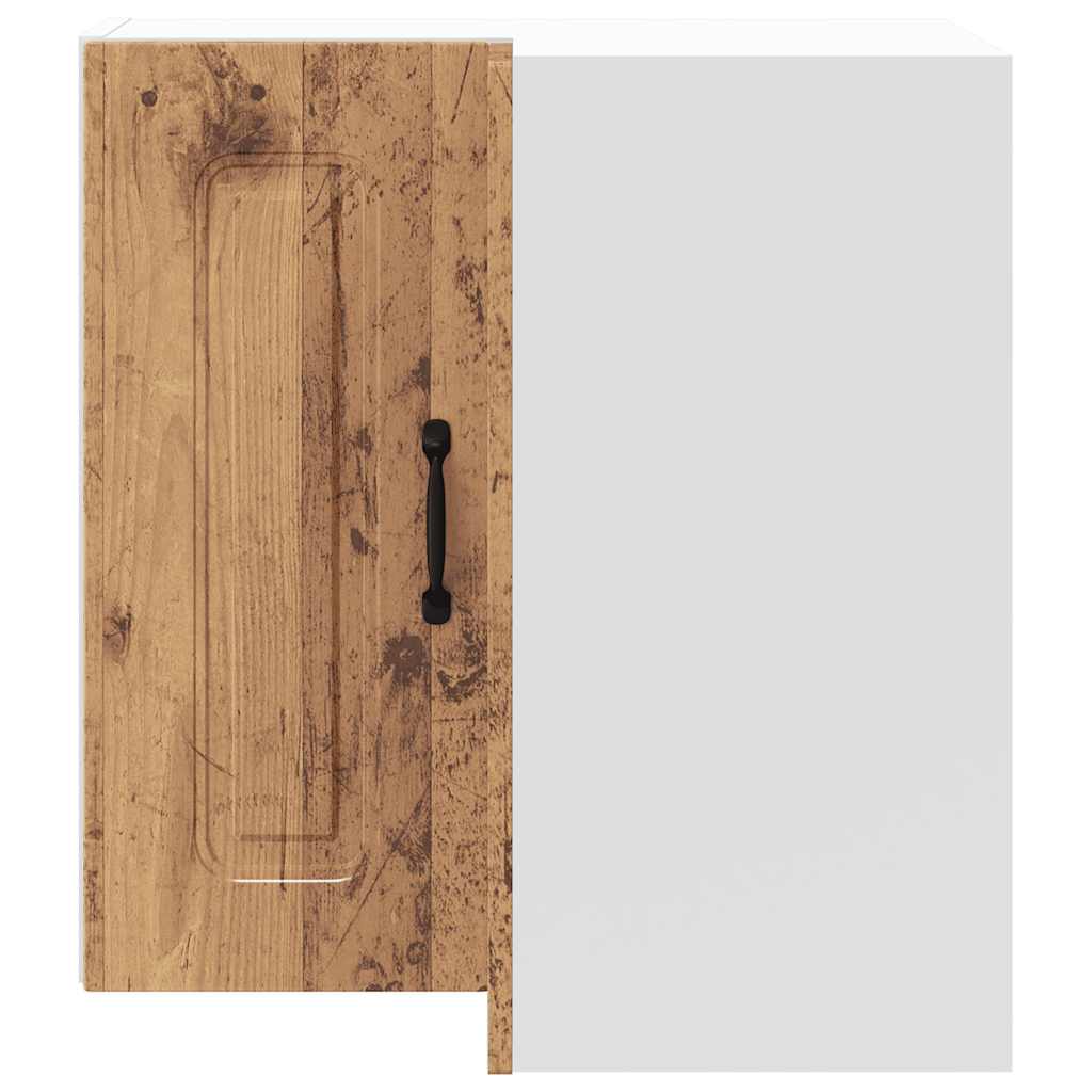 Keukenwandhoekkast Kalmar bewerkt hout oud houtkleurig is nu te koop bij PeponiXL, paradijselijk wonen!