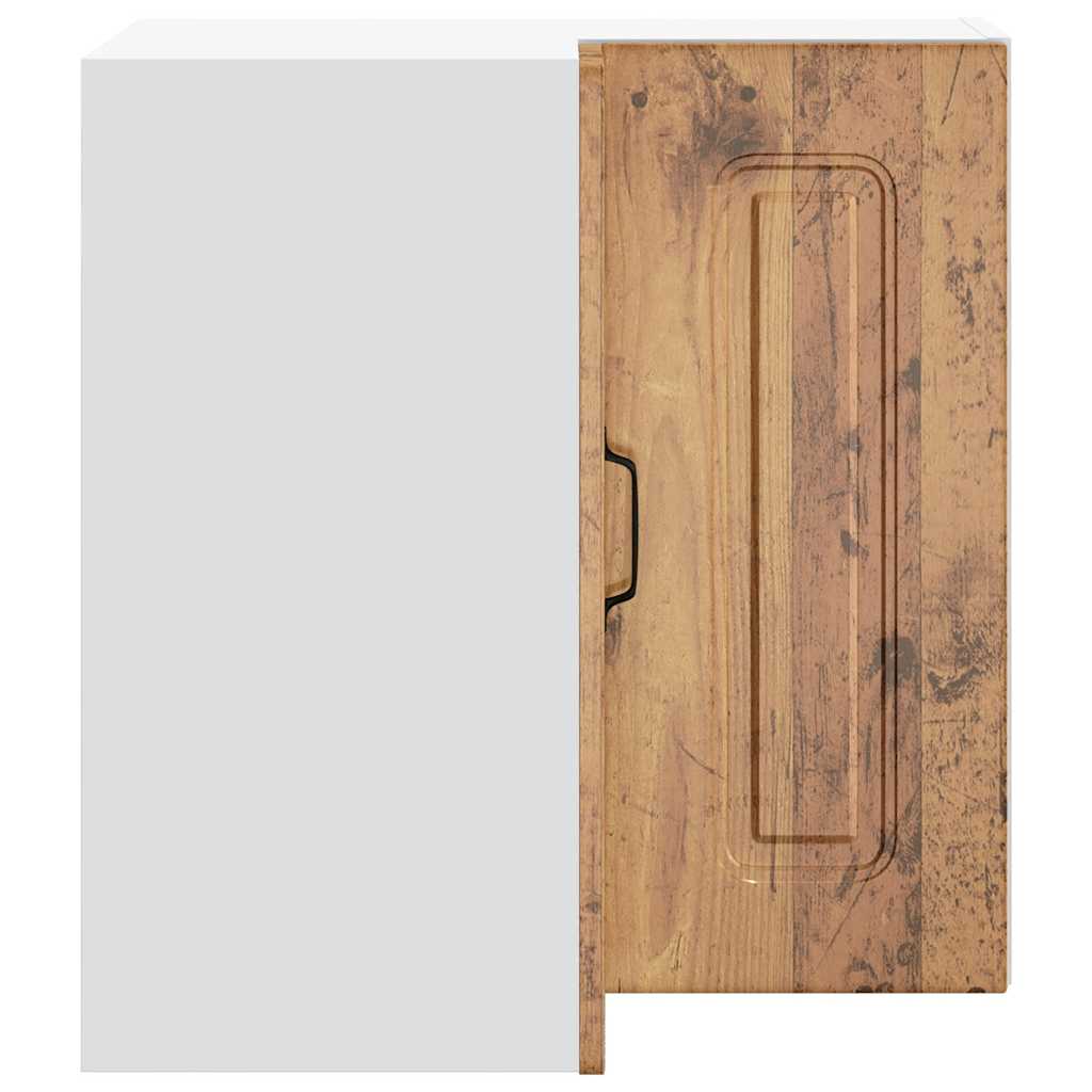 Keukenwandhoekkast Kalmar bewerkt hout oud houtkleurig is nu te koop bij PeponiXL, paradijselijk wonen!