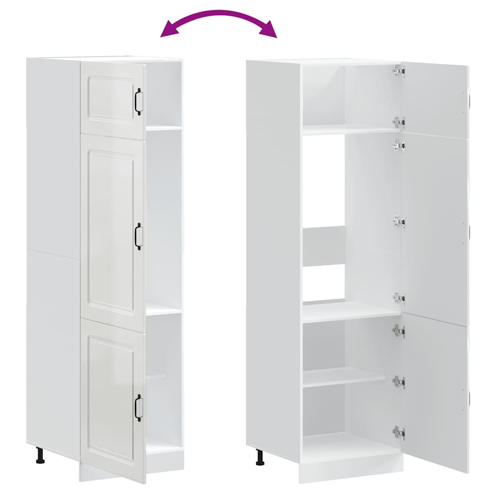 Keukenkast Kalmar bewerkt hout hoogglans wit is nu te koop bij PeponiXL, paradijselijk wonen!
