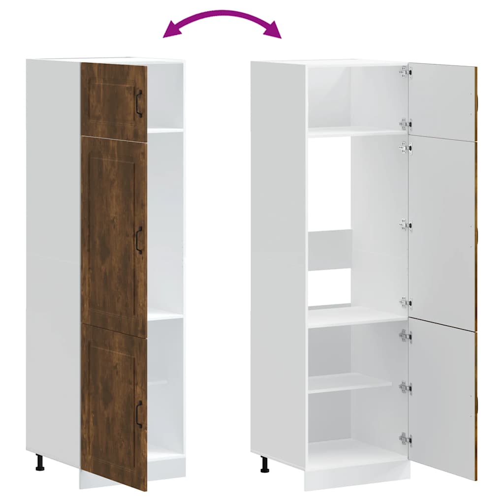 Keukenkast Kalmar bewerkt hout gerookt eikenkleurig is nu te koop bij PeponiXL, paradijselijk wonen!