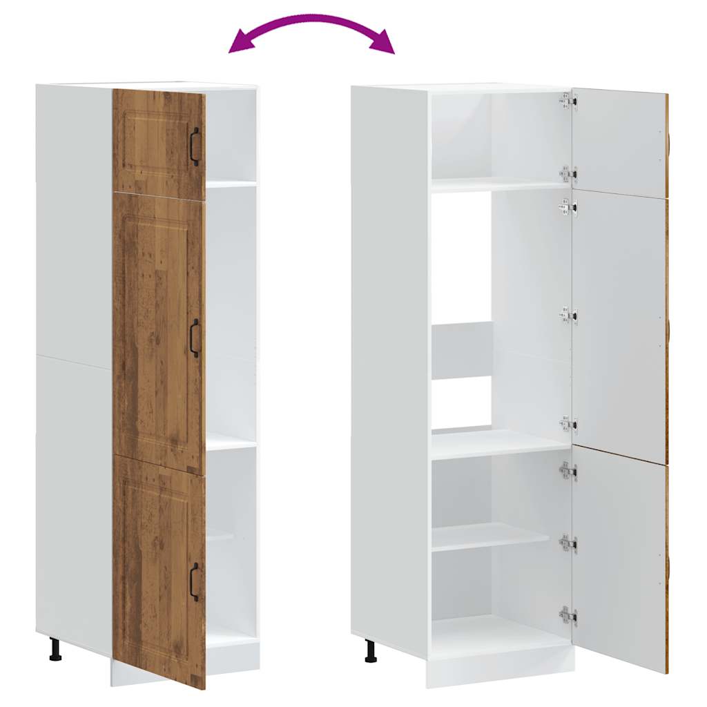 Keukenkast Kalmar bewerkt hout oud houtkleurig is nu te koop bij PeponiXL, paradijselijk wonen!