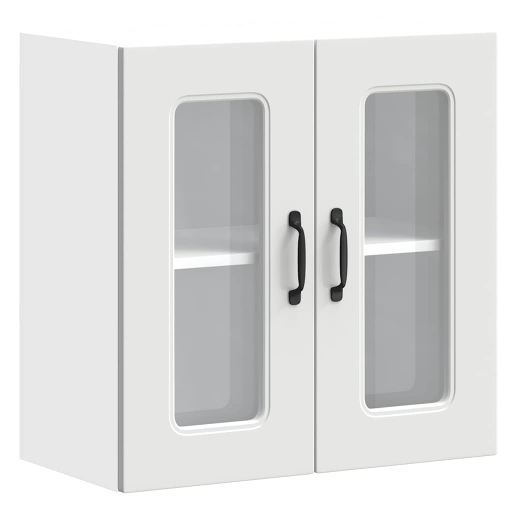 Keukenbovenkast met glazen deur Kalmar bewerkt hout wit is nu te koop bij PeponiXL, paradijselijk wonen!