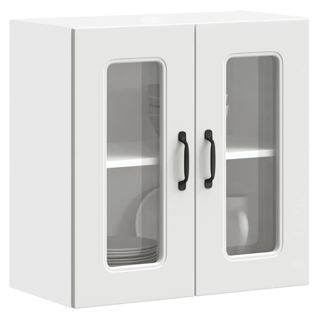 Keukenbovenkast met glazen deur Kalmar bewerkt hout wit is nu te koop bij PeponiXL, paradijselijk wonen!
