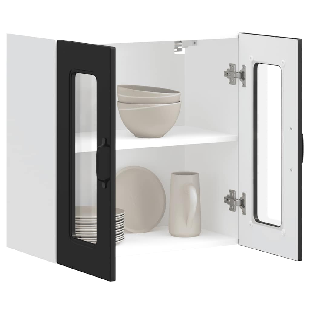 Keukenbovenkast met glazen deur Kalmar bewerkt hout zwart is nu te koop bij PeponiXL, paradijselijk wonen!