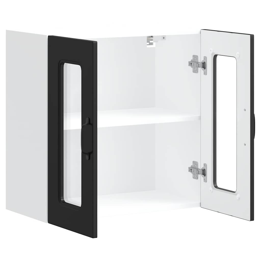 Keukenbovenkast met glazen deur Kalmar bewerkt hout zwart is nu te koop bij PeponiXL, paradijselijk wonen!