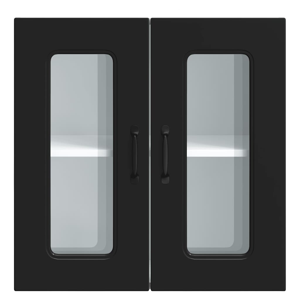 Keukenbovenkast met glazen deur Kalmar bewerkt hout zwart is nu te koop bij PeponiXL, paradijselijk wonen!