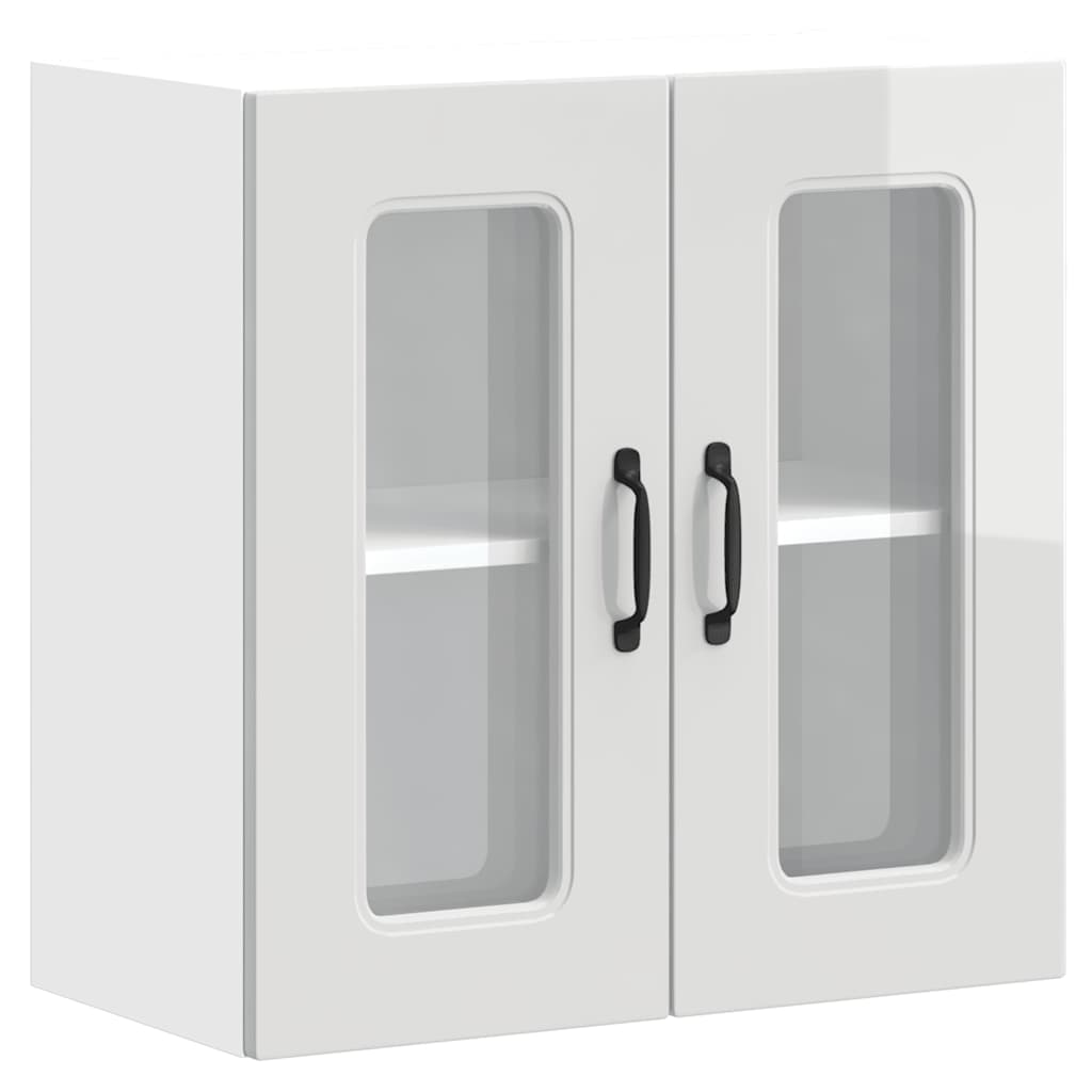 Keukenbovenkast met glazen deur Kalmar bewerkt hout hoogglanswit is nu te koop bij PeponiXL, paradijselijk wonen!