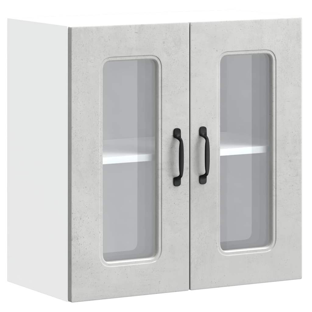 Keukenbovenkast met glazen deur Kalmar bewerkt hout betongrijs is nu te koop bij PeponiXL, paradijselijk wonen!
