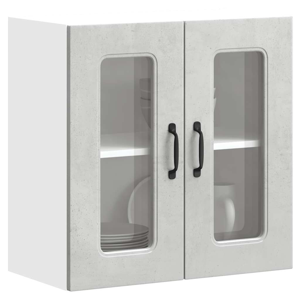 Keukenbovenkast met glazen deur Kalmar bewerkt hout betongrijs is nu te koop bij PeponiXL, paradijselijk wonen!