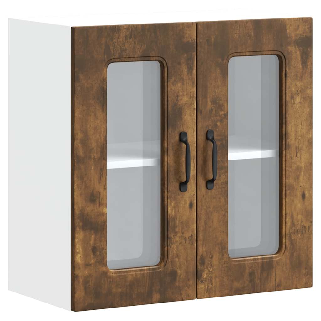 Keukenbovenkast met glazen deur Kalmar bewerkt hout gerookt eikenkleur is nu te koop bij PeponiXL, paradijselijk wonen!
