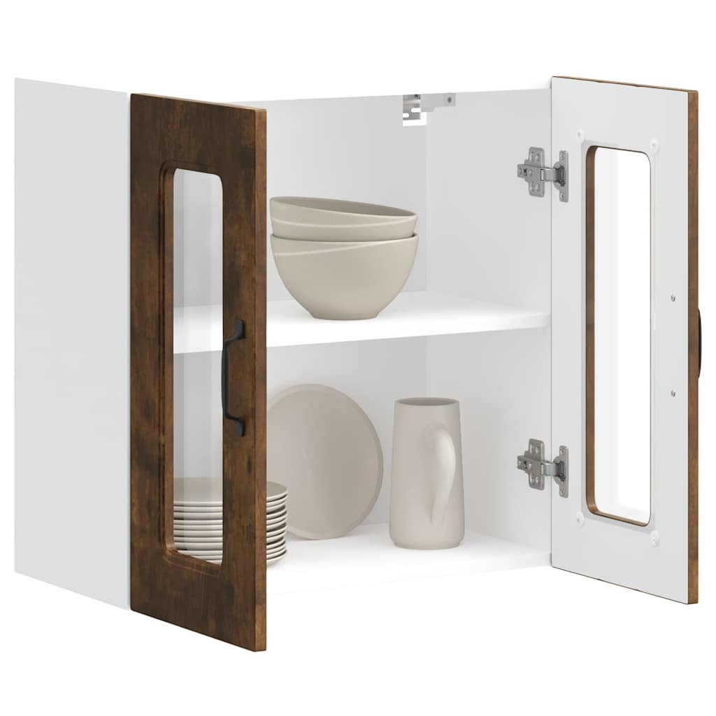 Keukenbovenkast met glazen deur Kalmar bewerkt hout gerookt eikenkleur is nu te koop bij PeponiXL, paradijselijk wonen!