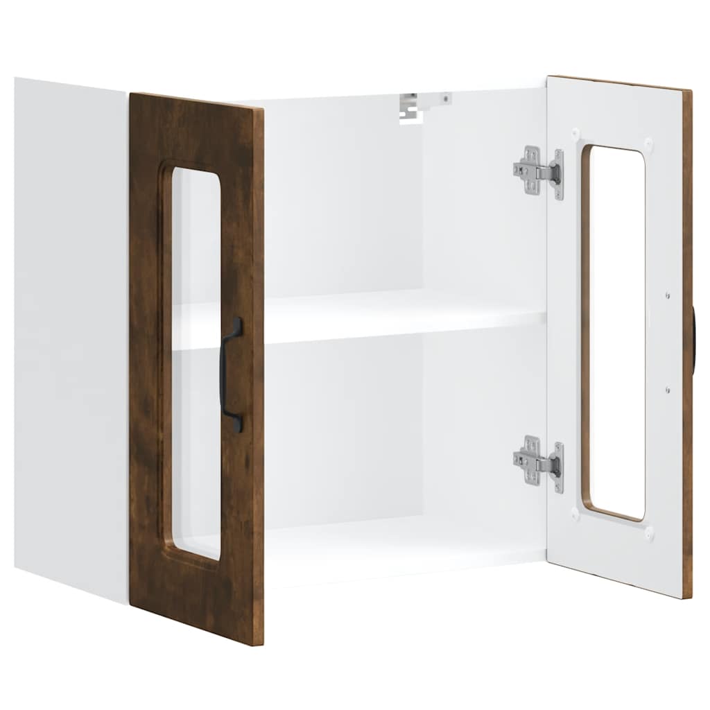 Keukenbovenkast met glazen deur Kalmar bewerkt hout gerookt eikenkleur is nu te koop bij PeponiXL, paradijselijk wonen!