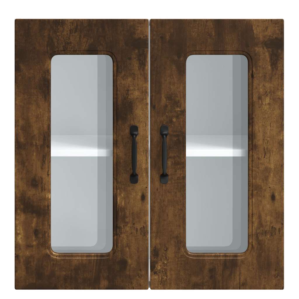 Keukenbovenkast met glazen deur Kalmar bewerkt hout gerookt eikenkleur is nu te koop bij PeponiXL, paradijselijk wonen!