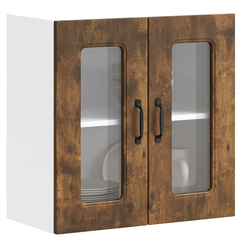 Keukenbovenkast met glazen deur Kalmar bewerkt hout gerookt eikenkleur is nu te koop bij PeponiXL, paradijselijk wonen!
