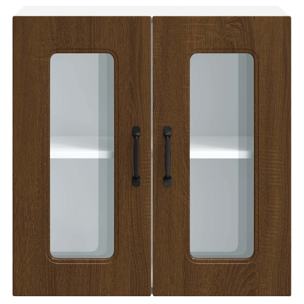 Keukenbovenkast met glazen deur bewerkt hout bruin eikenkleur is nu te koop bij PeponiXL, paradijselijk wonen!