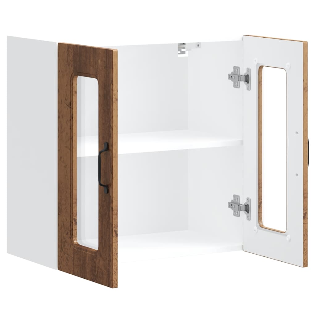 Keukenbovenkast met glazen deur Kalmar bewerkt hout oud houtkleurig is nu te koop bij PeponiXL, paradijselijk wonen!