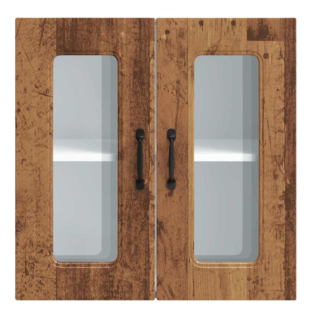 Keukenbovenkast met glazen deur Kalmar bewerkt hout oud houtkleurig is nu te koop bij PeponiXL, paradijselijk wonen!