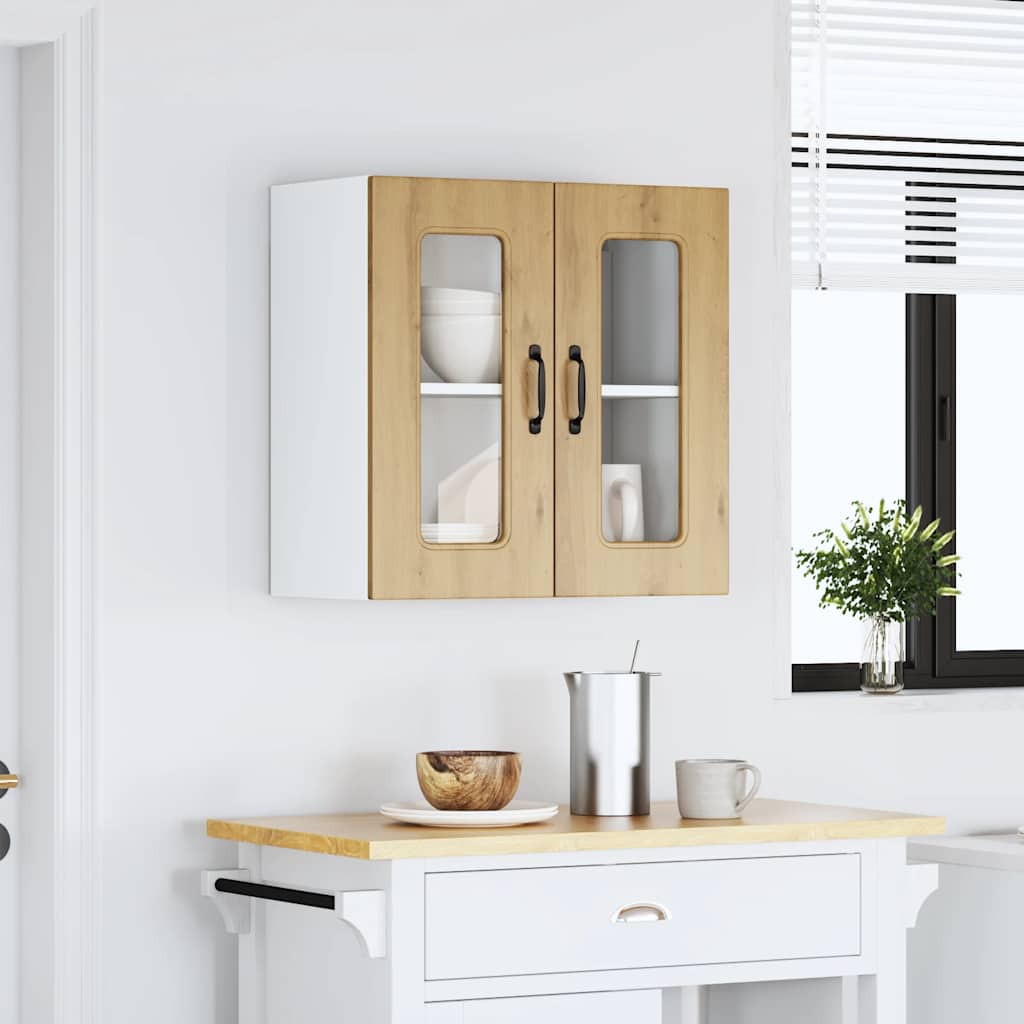 Keukenbovenkast met glazen deur Kalmar bewerkt hout artisanaal eiken is nu te koop bij PeponiXL, paradijselijk wonen!