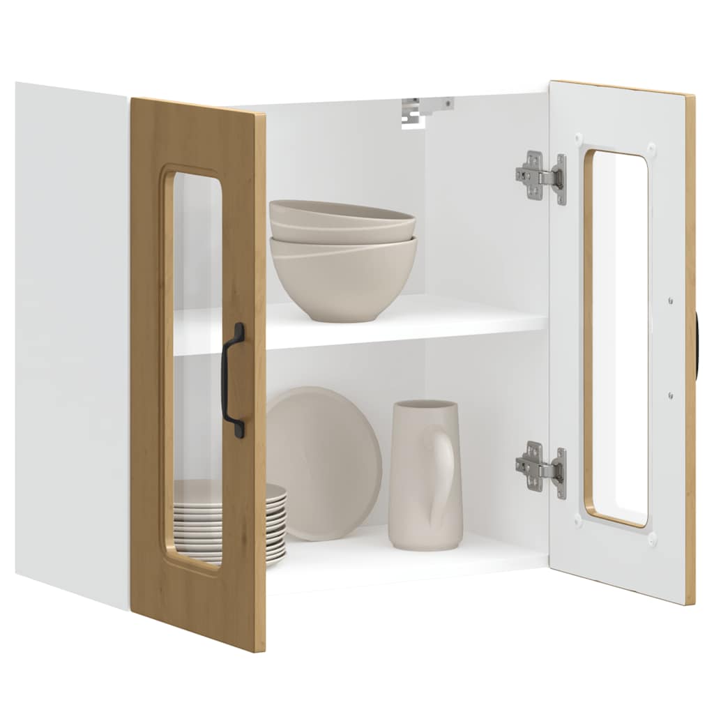 Keukenbovenkast met glazen deur Kalmar bewerkt hout artisanaal eiken is nu te koop bij PeponiXL, paradijselijk wonen!